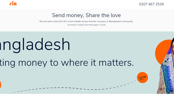 International money transfer landing pages
